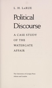 Political discourse : a case study of the Watergate affair /