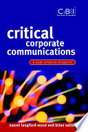 Critical corporate communications : a best practice blueprint /