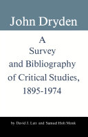 John Dryden : a survey and bibliography of critical studies, 1895-1974 /
