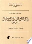 Sonatas for violin and basso continuo, opus 1 /