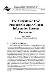 The australasian food products co-op : a global information systems endeavour /