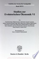 Studien zur Evolutorischen Ökonomik VI. : Ein Diskurs zu Analysemethoden der Evolutorischen Ökonomik.**.