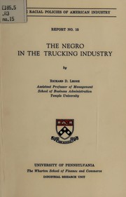 The Negro in the trucking industry /