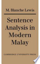 Sentence analysis in modern Malay /