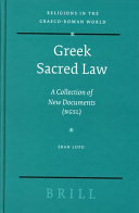 Greek sacred law : a collection of new documents (NGSL)  /