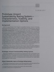 Prototype airport sustainability rating system : characteristics, viability, and implementation options /