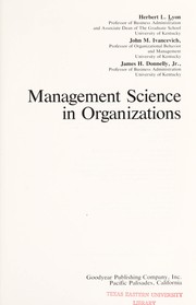 Management science in organizations /