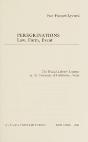 Peregrinations : law, form, event /