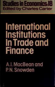 International institutions in trade and finance /