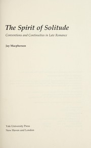 The spirit of solitude : conventions and continuities in late romance /