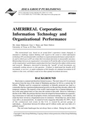 AMERIREAL Corporation : information technology and organizational performance /