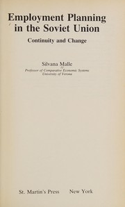 Employment planning in the Soviet Union : continuity and change /