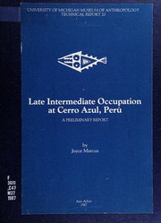 Late intermediate occupation at Cerro Azul, Perú : a preliminary report /