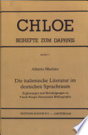 Die italienische Literatur im deutschen Sprachraum : Ergänzungen und Berichtigungen zu Frank-Rutger Hausmanns Bibliographie /