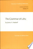 The grammar of Lahu /