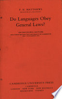 Do languages obey general laws? : an inaugural lecture, delivered before the University of Cambridge on 17 November 1981 /