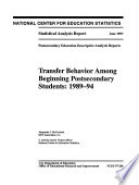 Transfer behavior among beginning postsecondary students, 1989-94.