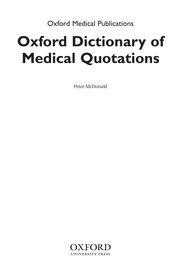 Oxford dictionary of medical quotations /