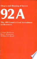 Origins and meaning of section 92A : the 1982 constitutional amendment on resources /