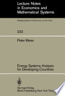 Energy Systems Analysis for Developing Countries /