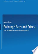 Exchange rates and prices : the case of Australian manufactured imports /