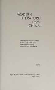 Modern literature from China /