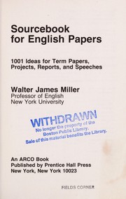 Sourcebook for English papers : 1001 ideas for term papers, projects, reports, and speeches /