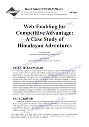 Web-enabling for competitive advantage : a case study of Himalayan Adventures /
