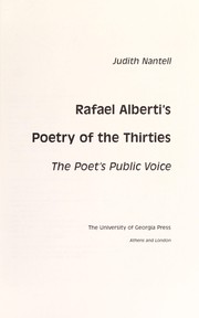 Rafael Alberti's poetry of the thirties : the poet's public voice /