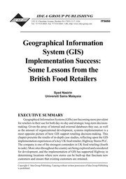Geographical information system (GIS) implementation success : some lessons from the British food retailers /