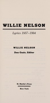 Willie Nelson : lyrics, 1957-1994 /