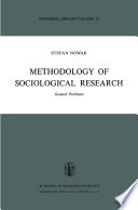 Methodology of Sociological Research : General Problems /