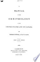 A manual of the ornithology of the United States and of Canada.