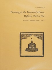 Printing at the University Press, Oxford, 1660-1780 /