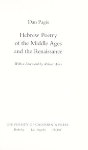 Hebrew poetry of the Middle Ages and the Renaissance /