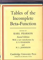 Tables of the incomplete Beta-function /