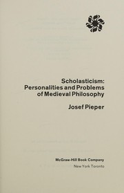 Scholasticism : personalities and problems of medieval phiosophy /