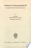 Probleme des Finanzausgleichs III. Finanzausgleich im Rahmen der Europäischen Gemeinschaften.