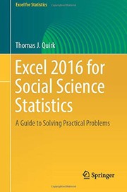 Excel 2016 for social science statistics : a guide to solving practical problems /