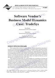 Software vendor's business model dynamics case : TradeSys /