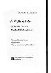 The nights of labor : the workers' dream in nineteenth-century France /