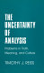 The uncertainty of analysis : problems in truth, meaning, and culture /