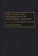 The nature and determinants of disclosure adequacy : an international perspective /