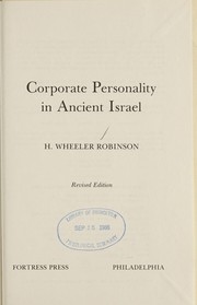 Corporate personality in ancient Israel /