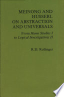 Meinong and Husserl on abstraction and universals : from Hume studies I to Logical investigations II /