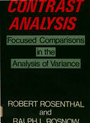 Contrast analysis : focused comparisons in the analysis of variance /
