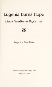 Lugenia Burns Hope, Black southern reformer /