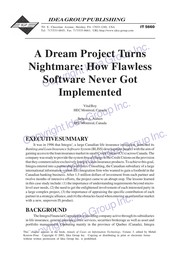 A dream project turns nightmare : how flawless software never got implemented /