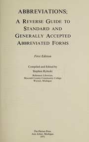 Abbreviations ; a reverse guide to standard and generally accepted abbreviated forms.