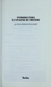 Introduction à l'analyse du théâtre /